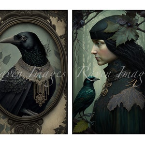 RAVENS, Cartões ATC, Papel Digital, Cartões de Diário para Imprimir, Download Digital, Criação de Cartões, Ephemera, Artesanato, Diário de Lixo, corvo