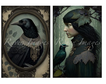 Raven Ephemera, Printable ATC Cards, Junk Journal (Digital Download)