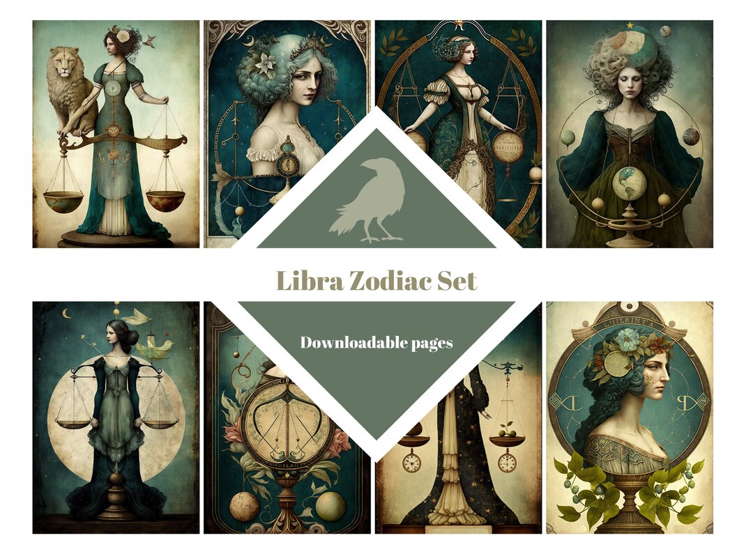Libra Zodiac Ephemera | Printable ATC Cards, Junk Journal (digital ...