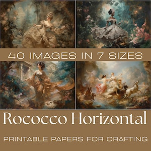 Portraits HORIZONTAUX ROCOCO | Papiers de journalisation, journal indésirable, cartes de journalisation imprimables, téléchargement numérique, éphémères, feuilles de collage, ATC