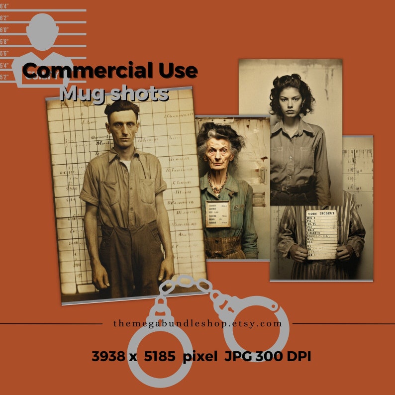100 Vintage Mugshot Photos, Printable Ephemera (commercial Use) - Etsy