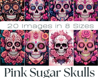 Pink Sugar Skulls Journaling Papers | Day of the Dead Printable (Digital Download)