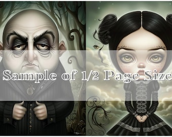 Gothic Halloween Art | Freaky Families Portrait Journaling Papers (Digital Download)