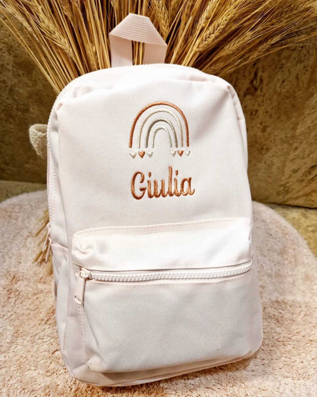 Sac ?� dos personnalis?� pr?�nom brod?� / fille et gar?�on / motif au choix / maternelle / cr?�che 