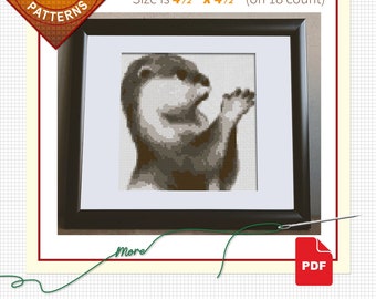 Otter - cross stitch pattern - cross stitch PDF download - modern cross stitch - instant download - easy cross stitch - cute cross stitch