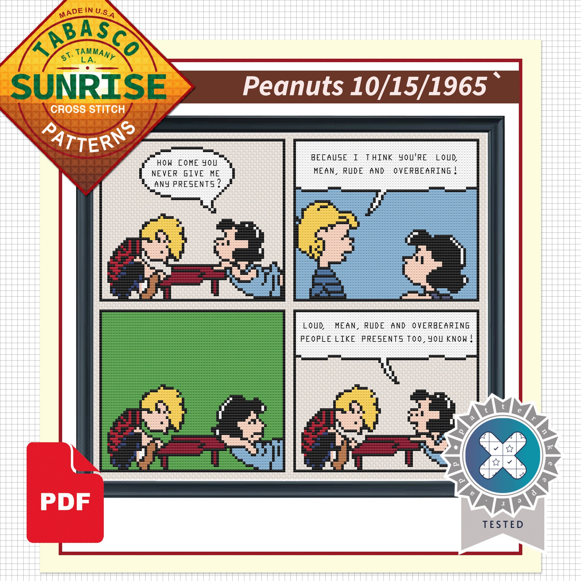 PEANUTS - スティッチ Snoopy Dancing Cross Stitch Kit | Wool Couture