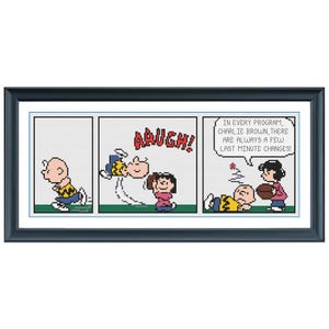 Lucy Pulls Football from Charlie Brown | Classic Peanuts Cross Stitch Pattern | 10/13/1974 Comic Strip | Detailed Embroidery PDF | Iconic