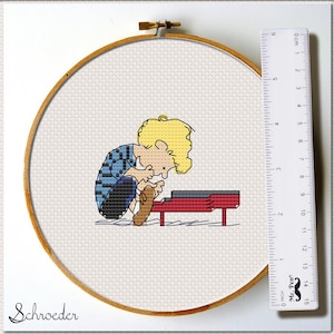 Schroeder Miniature Cross Stitch Pattern | Small and Easy Vintage Comic Design | 3-Inch Character Embroidery PDF