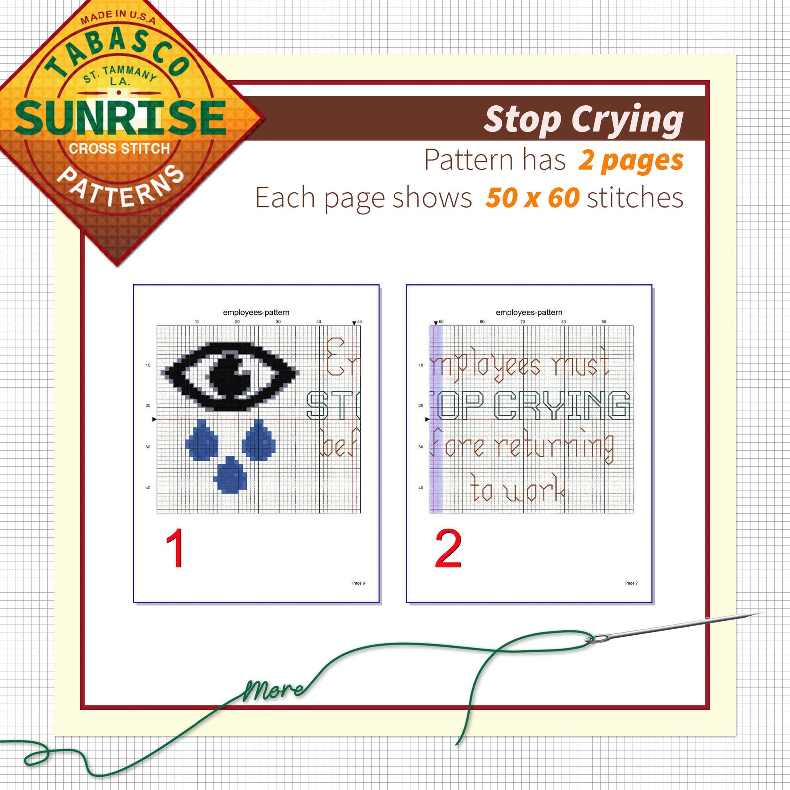 Stop Crying - Cross Stitch Pattern - Cross Stitch PDF - Modern Cross ...