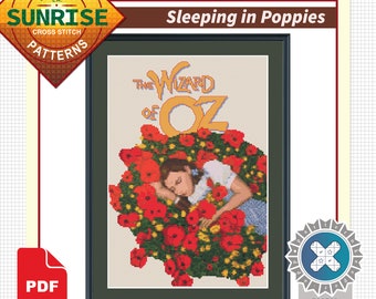 Dorothy Sleeping in Poppies - Cross Stitch Pattern - Cross