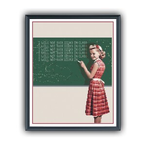 I Will Not... - kruissteekpatroon - subversieve kruissteek - moderne kruissteek - instant download - patroonhouder - retro - jaren 50