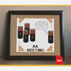 AA Meeting - cross stitch pattern - cross stitch PDF - modern cross stitch - instant download - easy cross stitch - funny cross stitch