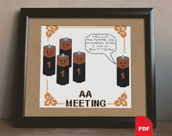 AA Meeting - cross stitch pattern - cross stitch PDF - modern cross stitch - instant download - easy cross stitch - funny cross stitch