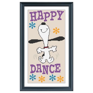 Snoopy Cross Stitch | Happy Dance! | Iconic Peanuts Design | Perfect Gift for Peanuts Fans | Fun and Easy Needlework Project