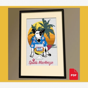 Spuds MacKenzie - cross stitch pattern - cross stitch PDF download - modern cross stitch - instant download - easy cross stitch