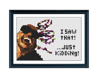 Sassy Cross Stitch Pattern Stevie Wonder Parody "I Saw That...Just Kidding!" Funny Home Decor