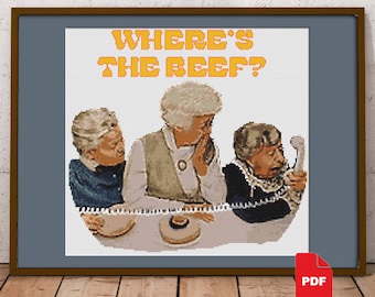 Where's the Beef- cross stitch pattern - cross stitch PDF download - modern cross stitch - instant download - easy cross stitch