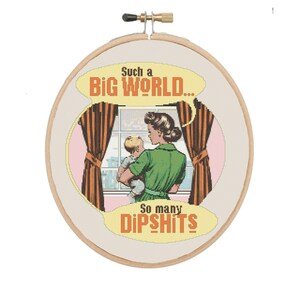 So Many Dipshits - subversieve kruissteek - pdf - moderne kruissteek - instant download - patroonhouder - vintage - jaren 50 humor