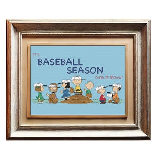 It's Baseball Season, Charlie Brown! Peanuts Cross Stitch Pattern | Snoopy, Lucy & Friends on the Field | PDF Embroidery Design