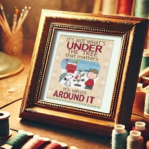 Charlie Brown and Snoopy Christmas Cross Stitch Pattern | Iconic Christmas Tree Scene | PDF Digital Download | Heartwarming Holiday Decor