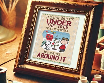 Charlie Brown and Snoopy Christmas Cross Stitch Pattern | Iconic Christmas Tree Scene | PDF Digital Download | Heartwarming Holiday Decor