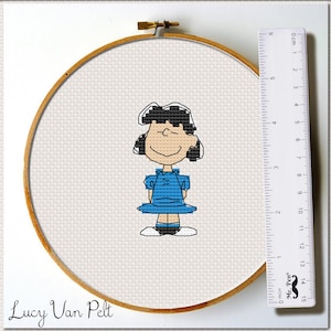 Lucy Miniature Cross Stitch Pattern | Small and Easy Vintage Comic Design | 3-inch Character Embroidery PDF | Perfect for Beginners