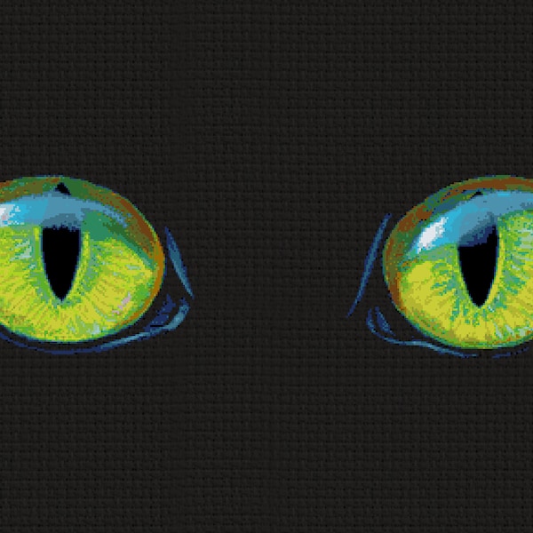 Cat's Eyes Cross Stitch Pattern  - two patterns that can be stitched separately or on the same piece of fabric