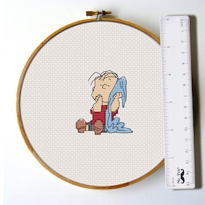 Linus Miniature Cross Stitch Pattern | Small and Easy Comic Design | 3-Inch Character Embroidery PDF | Perfect for Beginners