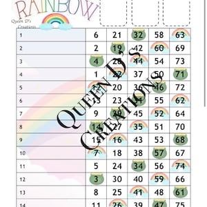 Podążaj za tęczową planszą bingo