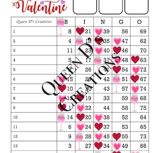Wine is my Valentine Colour Mixed Bingo Board