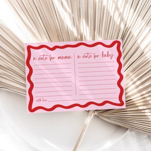 Modèle de bordure ondulée Un mot pour maman et un mot pour bébé, rétro rose rouge modifiable, saupoudrer de bricolage pour bébé imprimable, chère maman, téléchargement BB06