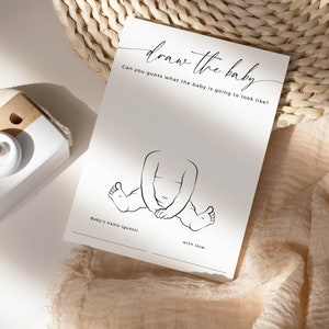 Teken het babyshowerspel minimalistisch thema, genderneutraal, leuk feest babystrooisel, afdrukbare bewerkbare sjabloonspellen INSTANT DOWNLOAD BB03