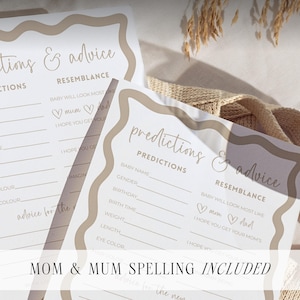 Baby Shower Prediction Card Gender Neutral Game Idea Advice For Parent Boho Wave Editable Canva Template Prediction And Advice For Parents image 5