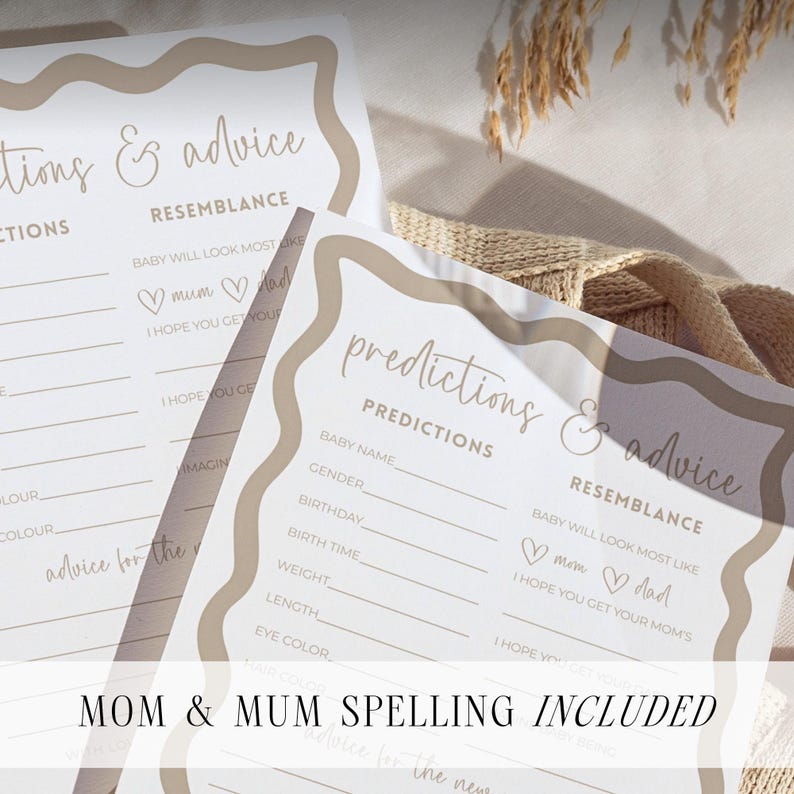 Baby Shower Prediction Card Gender Neutral Game Idea Advice For Parent Boho Wave Editable Canva Template Prediction And Advice For Parents image 5