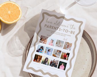 Baby Shower Guess The Age Game Template How Old Were They Baby Shower Game Card How Old Were Mom Dad Gender Neutral New Parent to Be BB66