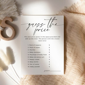 Ist der Preis richtig, Babypartyspiel bearbeitbar, geschlechtsneutral, lustige Party streuen, minimalistische druckbare Vorlage, Familienfehde DOWNLOAD BB03