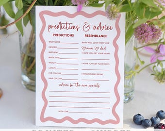 Mum To Be Advice Cards Baby Shower Game Baby Prediction and Advice Cards Baby Shower Activity Baby Sprinkle Keepsake Cards Printed + Shipped