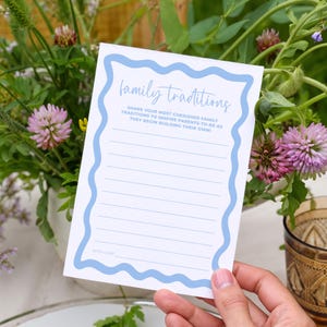 Family Traditions Baby Shower Sign Boho Blue Boy Wave Editable Memory Cards Share a Memory Game Activity Instant Download Printable BB76