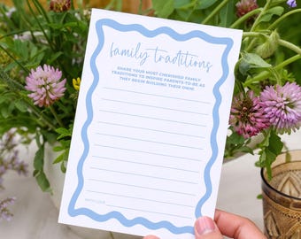 Family Traditions Baby Shower Sign Boho Blue Boy Wave Editable Memory Cards Share a Memory Game Activity Instant Download Printable BB76