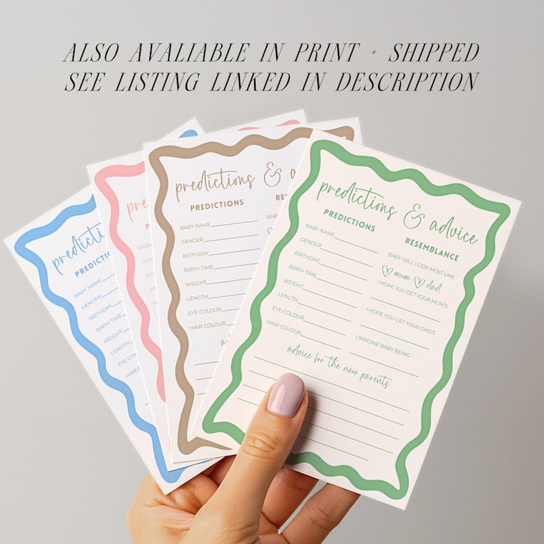 Baby Shower Game Prediction Card Baby Predictions Advice Card Baby Shower Activities Pink Baby Shower Canva Digital Template Party Idea image 6
