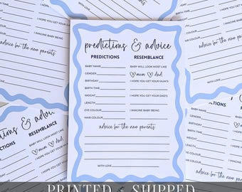 Baby Shower Prediction Cards Game Advice and Wishes Cards for Parents To Be Blue Boy Activity Cards Printed + Shipped Baby Sprinkle Idea