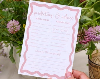 Baby Shower Game Prediction Card Baby Predictions Advice Card Baby Shower Activities Pink Baby Shower Canva Digital Template Party Idea