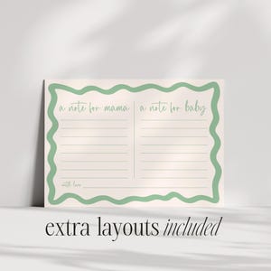 A note for mama and baby, with love, is displayed on a light green background.