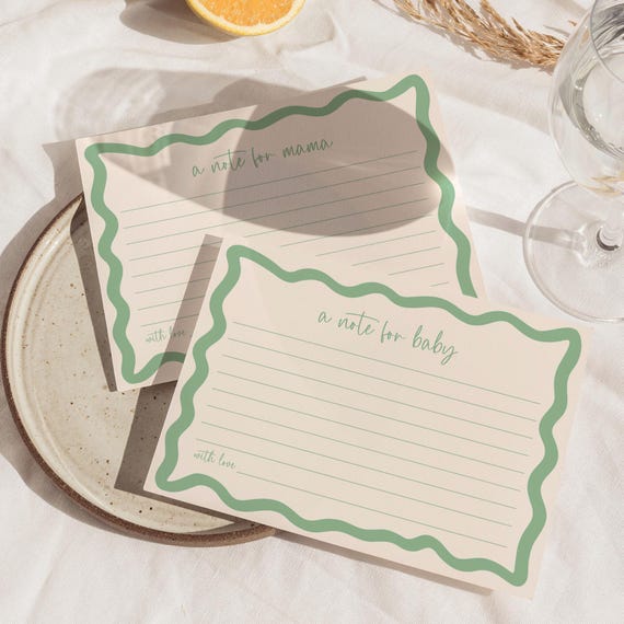 Wishes for Baby Shower Note Mama Editable Letter to Baby Printable Green Advice Card Baby Shower Game Keepsake Template Gender Neutral BB36