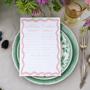Baby Shower Game Prediction Card Baby Predictions Advice Card Baby Shower Activities Pink Baby Shower Canva Digital Template Party Idea image 2