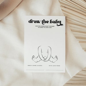 Draw the Baby Game Baby Shower Game Modern Design, gender neutral, fun party game, baby sprinkle baby-q, Minimalist INSTANT DOWNLOAD BB01