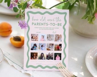 How Old Were the Parents To Be Baby Shower Sage Guess The Age How Old Were They Game Card How Old Were Mom and Dad Printable Template BB36