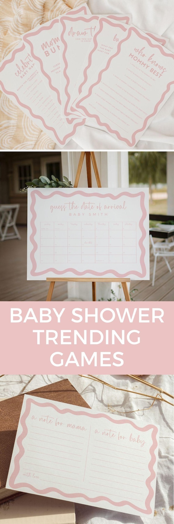 Pink Baby Shower Wishes Card A Note for Mama and A Note for Baby Sprinkle  Editable Template Keepsake Activity Letter to Baby Printable BB86 - Etsy, image size:570x1710