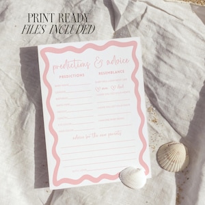 Baby Shower Game Prediction Card Baby Predictions Advice Card Baby Shower Activities Pink Baby Shower Canva Digital Template Party Idea image 11