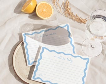 Baby Shower Card Wishes For Baby A Note for Mama Canva Editable Template Blue Boy Baby Shower Keepsake Printable Dear Baby Sprinkle BB76